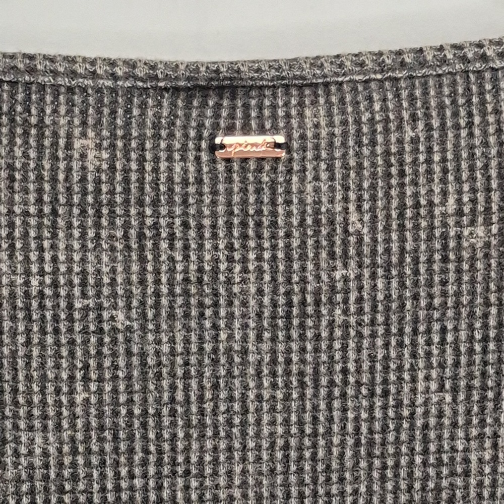 Victorias Secret PINK XXL Thermal Henley Top Gray Mineral Wash Waffle Knit NEW - Picture 5 of 7